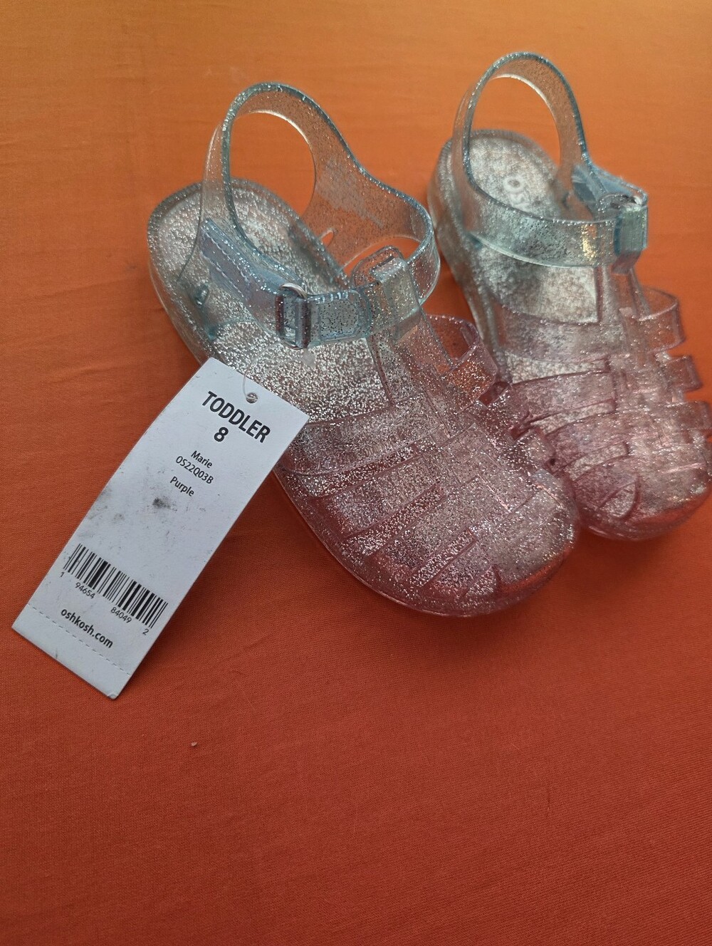 Toddler Osh Kosh Glitter Jelly Sandals - Light Pink/Light Blue Sparkle